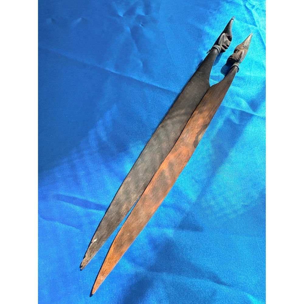 Vintage Hand Carved African Tribal Wood Letter Opener‎ Pair Set of 2 - Picture 15 of 16